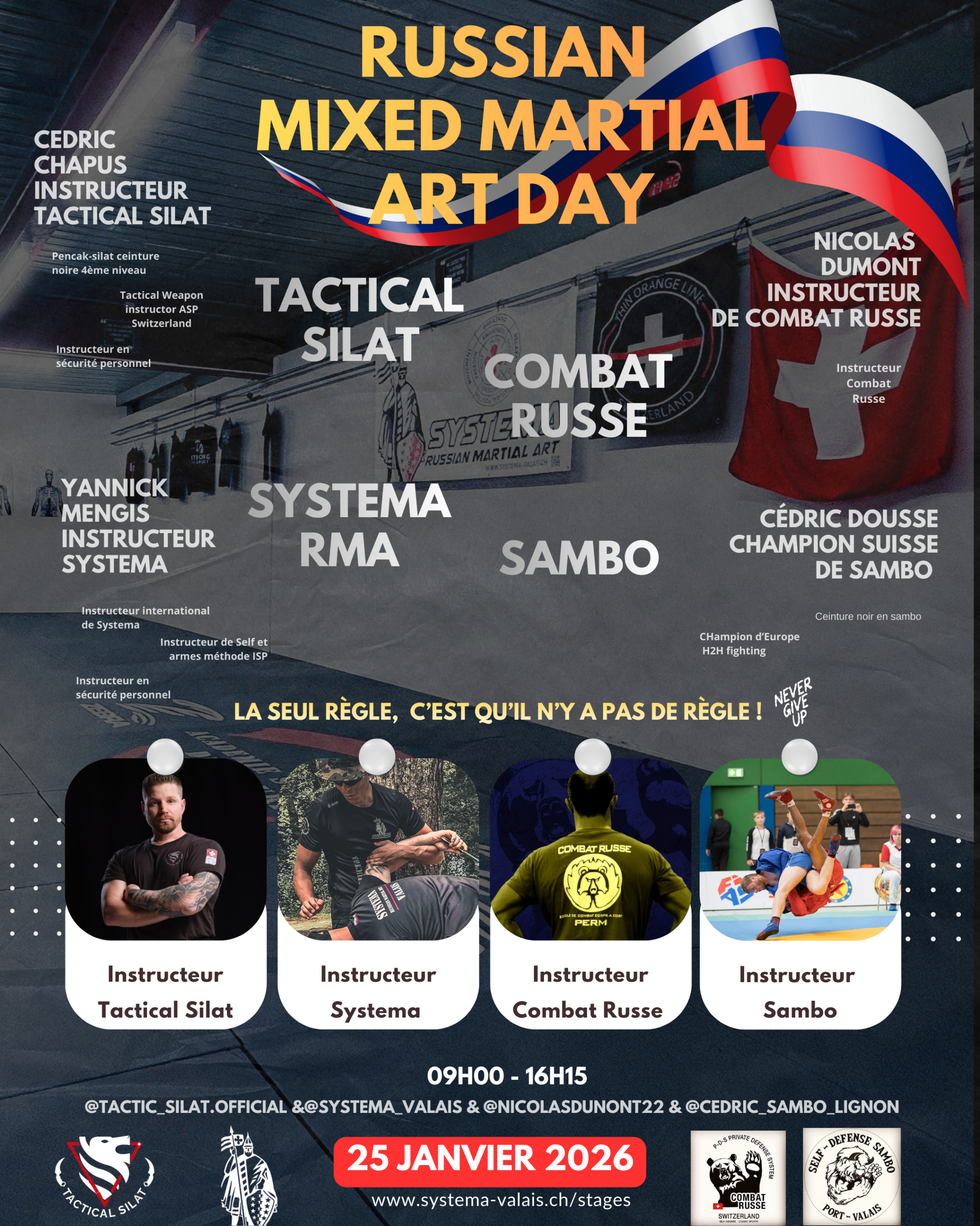 25 JANVIER 2026 - RUSSIAN MIXED MARTIAL ART DAY - Tactical Silat (Cedric Chapus) & Combat Russe (Nicolas Dumont) & Systema RMA (Yannick Mengis) & Sambo (Cédric Dousse)
